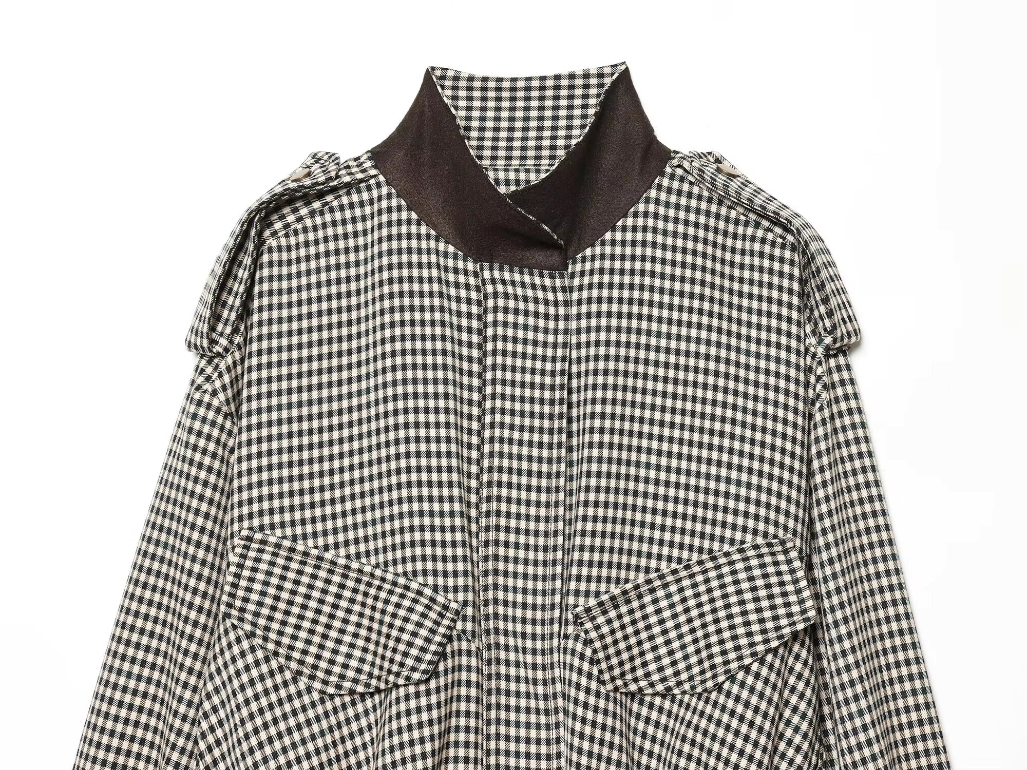 Emma High Neck Checked Bomber Jacket - Women's Everyday Outerwear - Image 18