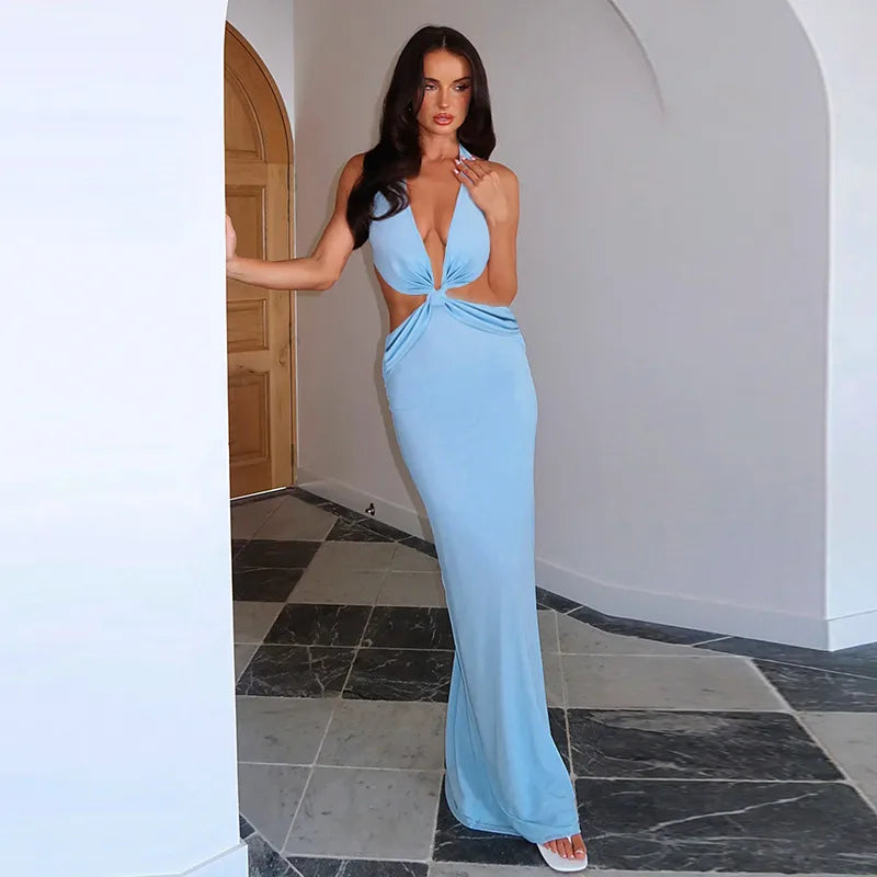 Denise Deep V-Neck Ruched Maxi Dress - Elegant Occasion Dress for Women - Image 4