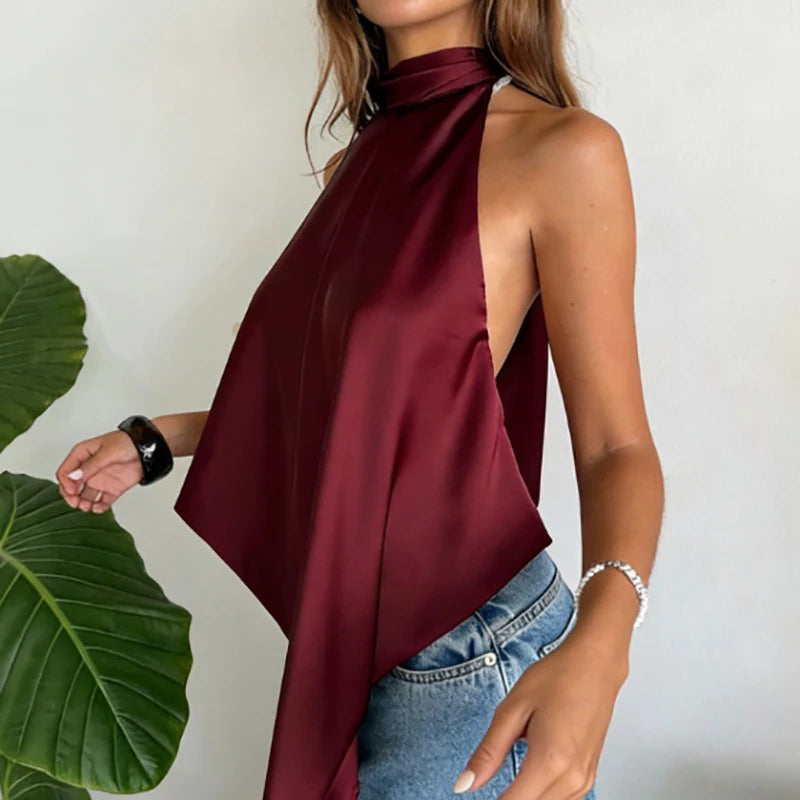 Elina Backless Halter Top - Women's Everyday Fashion Top - Image 6