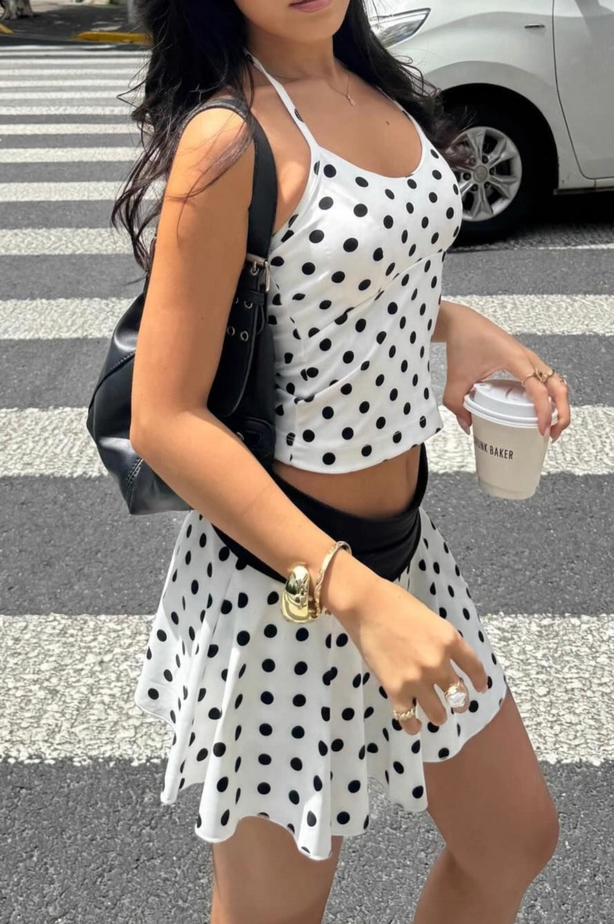 Verity Halter Polka Dot Crop Set - Women's Coordinated Two-Piece Outfit - Image 5
