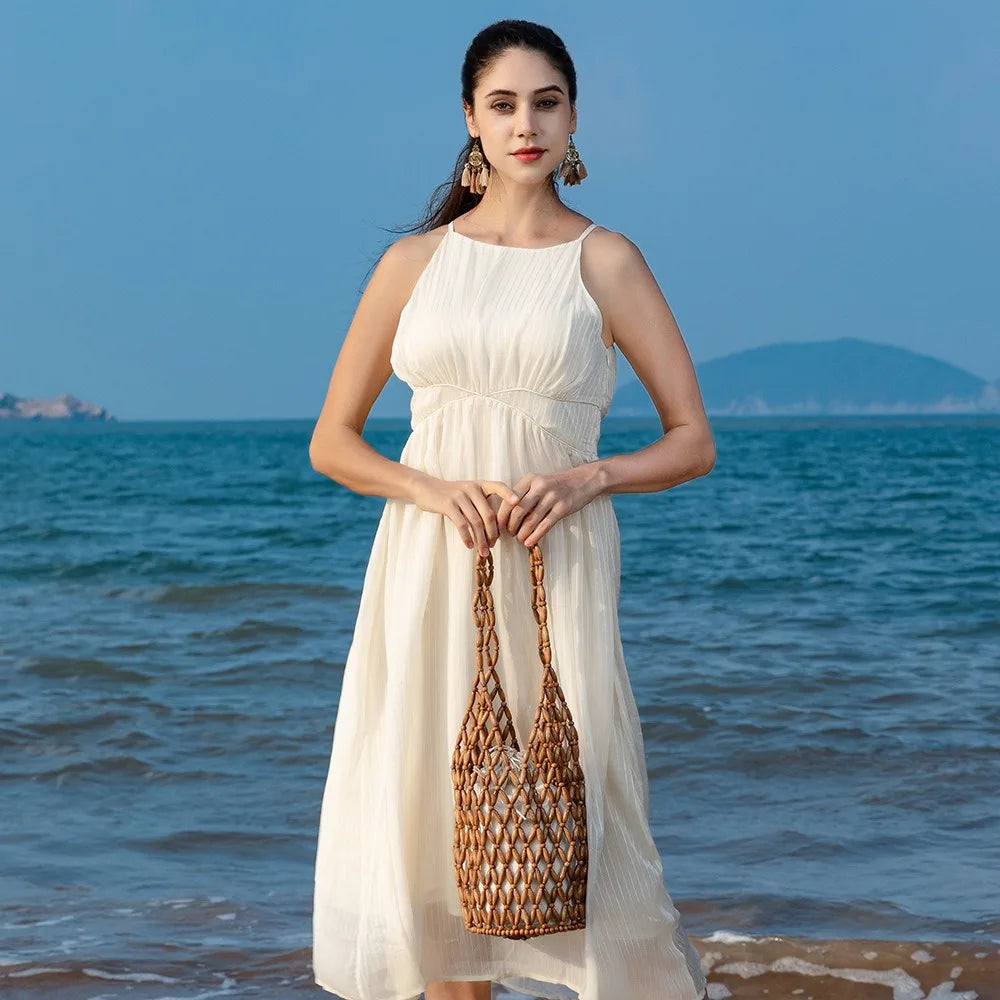 Margot Women's Woven Beaded Tote Bag - Handmade Boho Shoulder Bag - Image 4