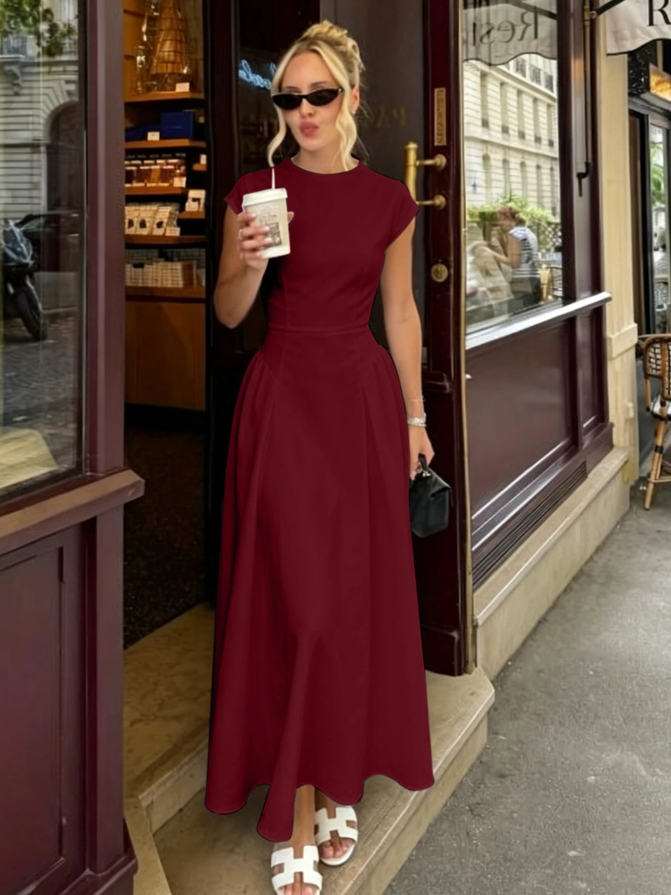 Bianca Cap Sleeve Flare Maxi Dress for Women - Elegant Summer Party Dress - Image 7