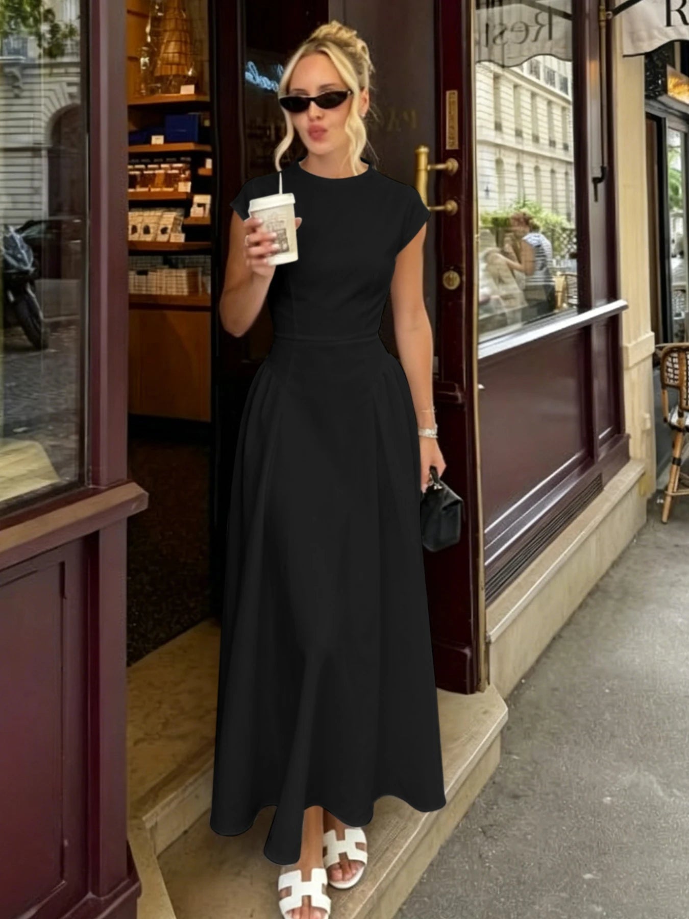 Bianca Cap Sleeve Flare Maxi Dress for Women - Elegant Summer Party Dress - Image 9
