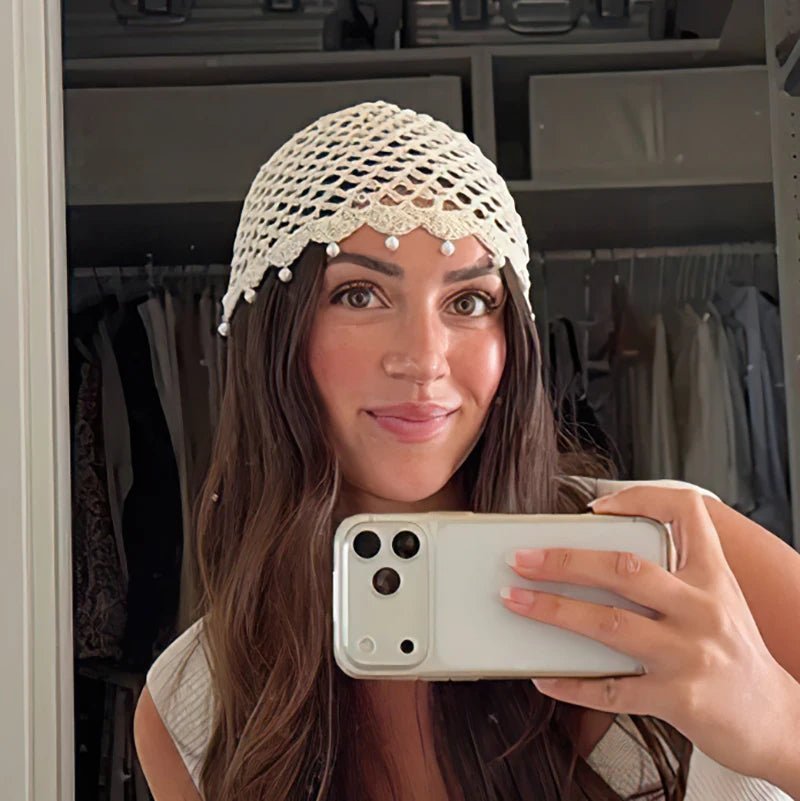 Sophia Crochet Hollow Beanie - Women's Fashion Accessory - Image 2