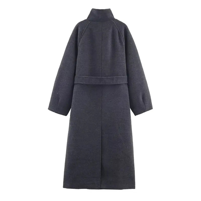 Arielle High Collar Long Belted Coat - Women's Fall and Winter Outerwear - Image 6