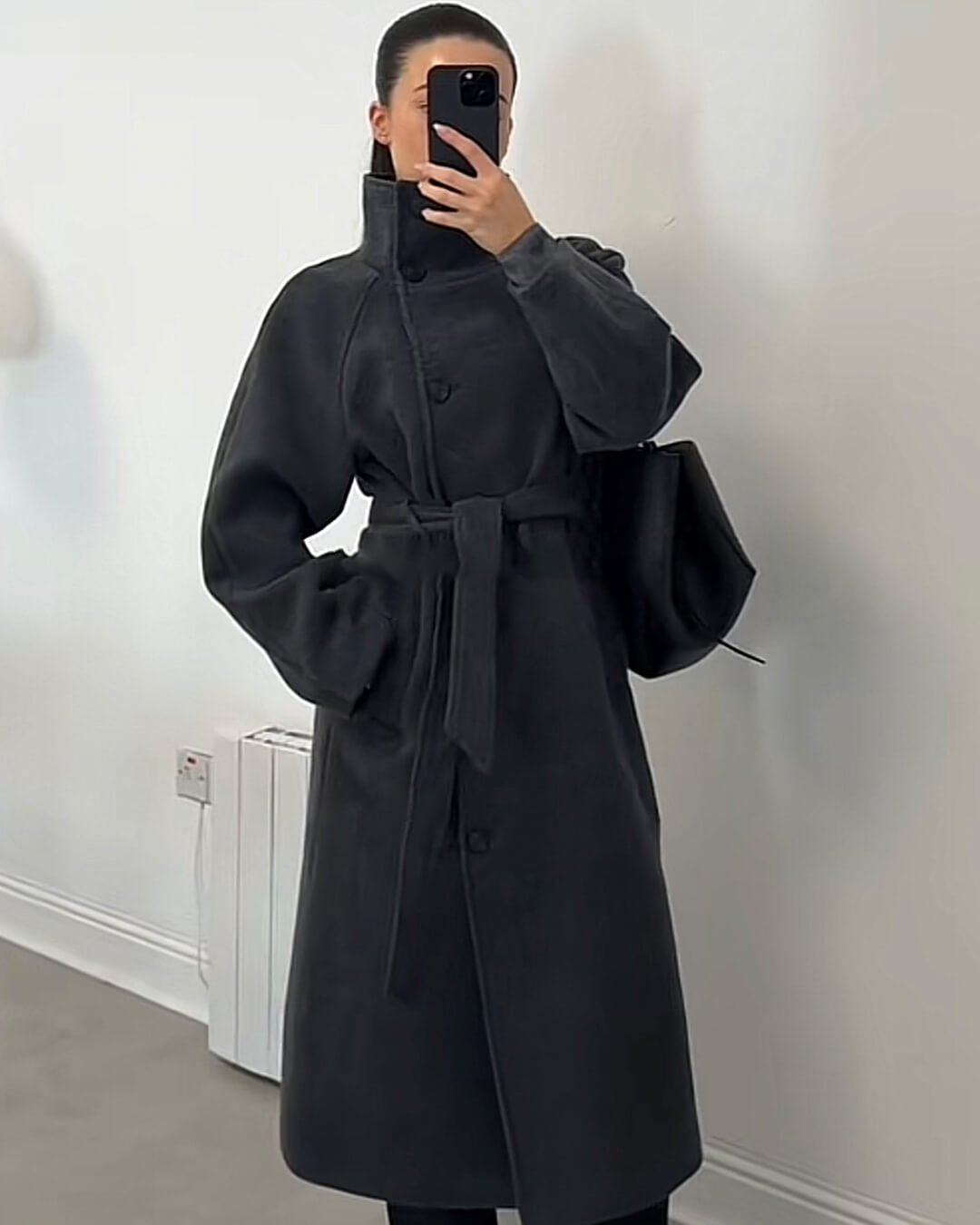 Arielle High Collar Long Belted Coat - Women's Fall and Winter Outerwear - Image 4