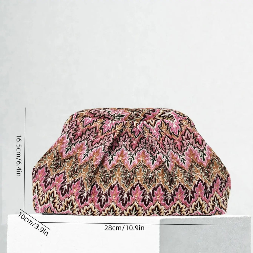 Bianca Jacquard Pleated Clutch - Evening Clutch for Women - Image 4