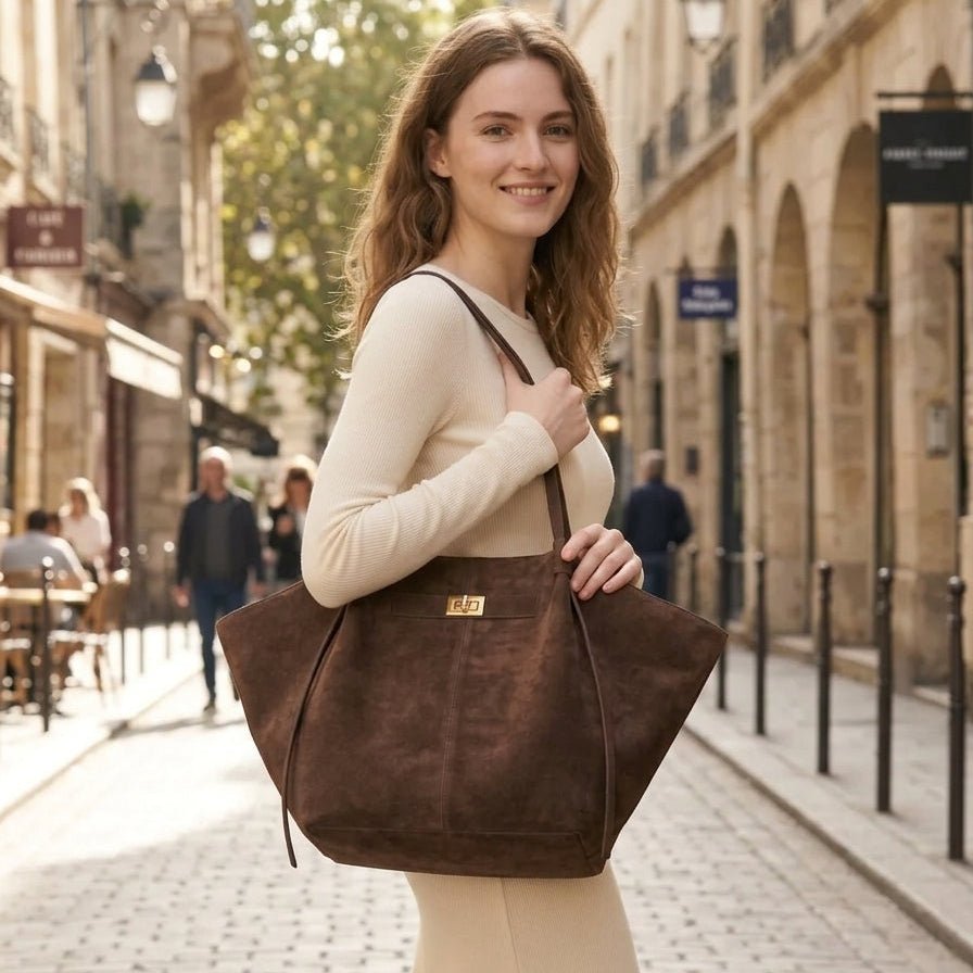 Dina Bat-Wing Suede Tote Bag - Women's Everyday Handbag - Image 4