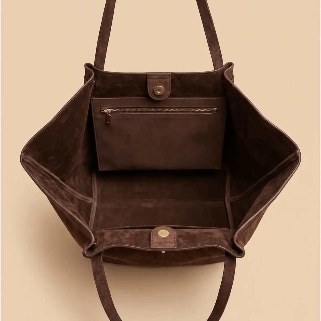 Dina Bat-Wing Suede Tote Bag - Women's Everyday Handbag - Image 6