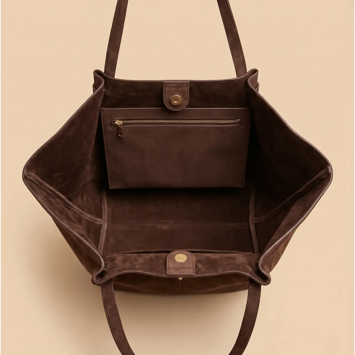 Dina Bat-Wing Suede Tote Bag - Women's Everyday Handbag - Image 6