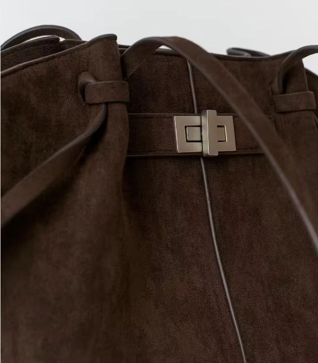 Dina Bat-Wing Suede Tote Bag - Women's Everyday Handbag - Image 7
