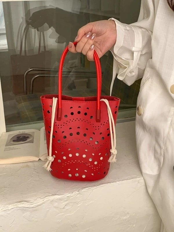 Lara Hollow-Out Bucket Bag - Women's Everyday Handbag - Image 2