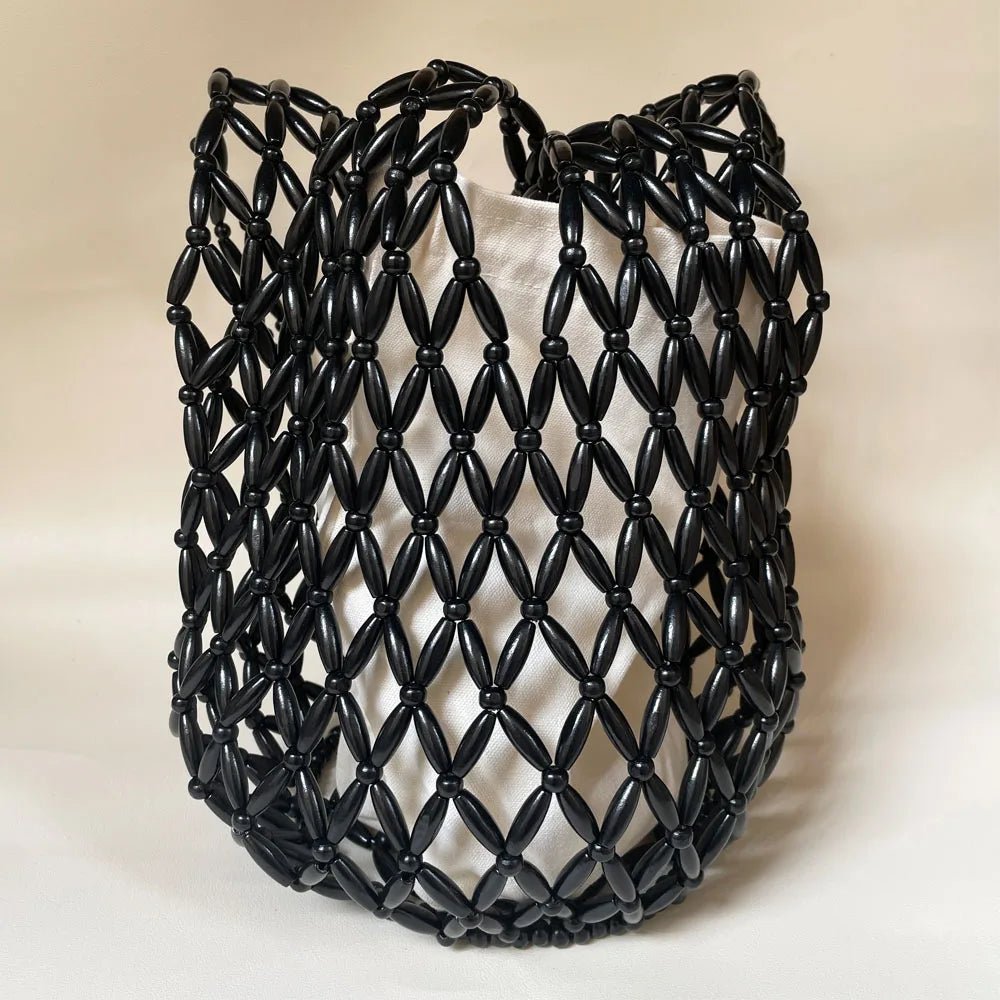 Margot Women's Woven Beaded Tote Bag - Handmade Boho Shoulder Bag - Image 6