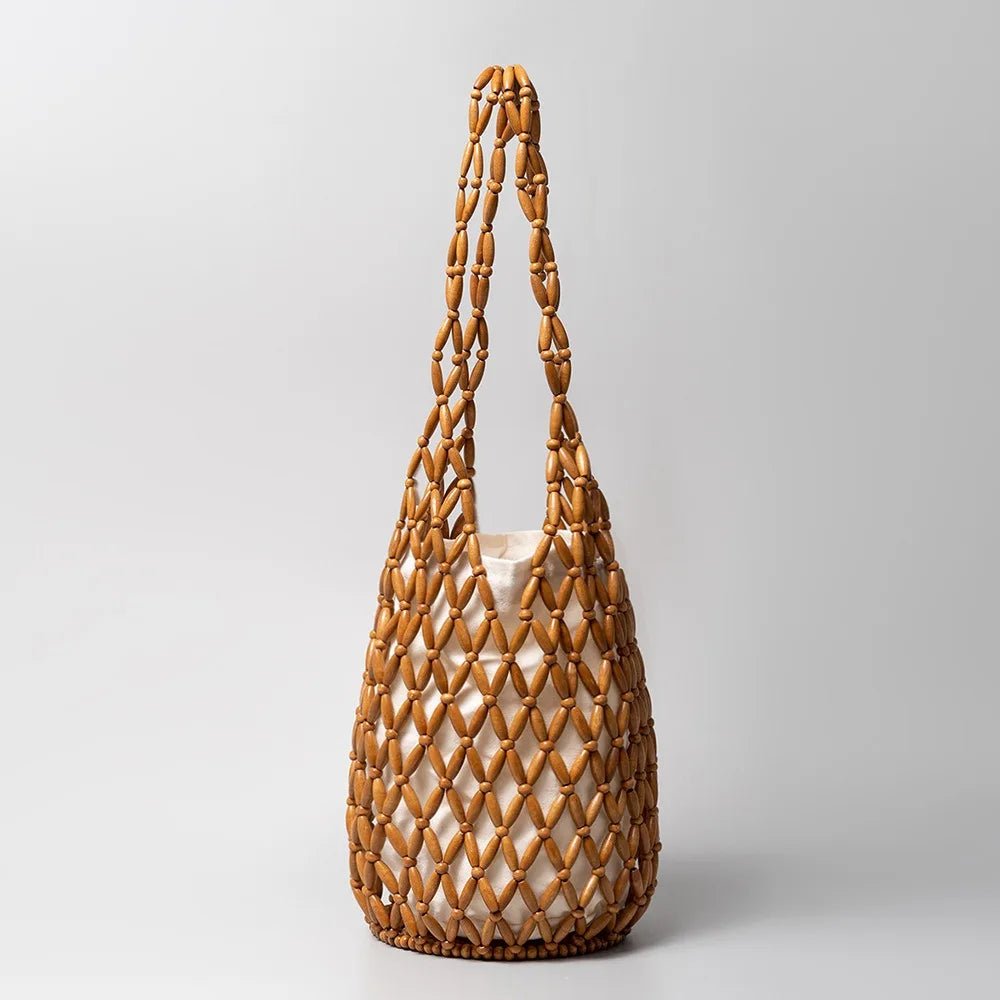 Margot Women's Woven Beaded Tote Bag - Handmade Boho Shoulder Bag
