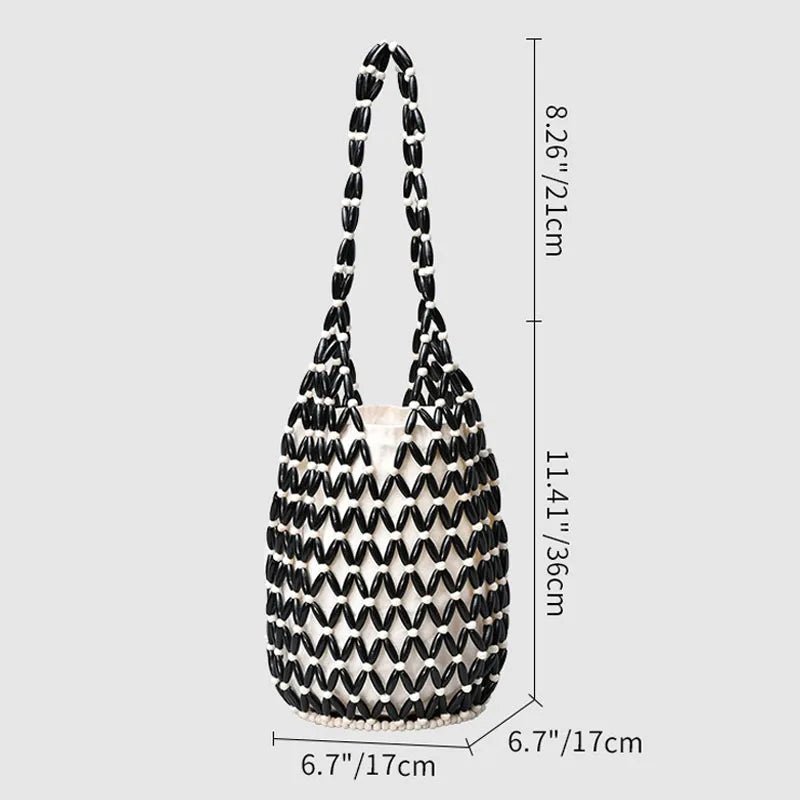 Margot Women's Woven Beaded Tote Bag - Handmade Boho Shoulder Bag - Image 16