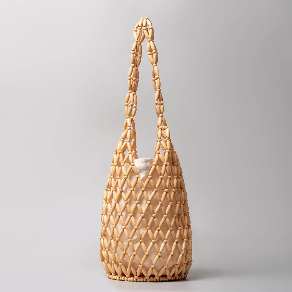 Margot Women's Woven Beaded Tote Bag - Handmade Boho Shoulder Bag - Image 3