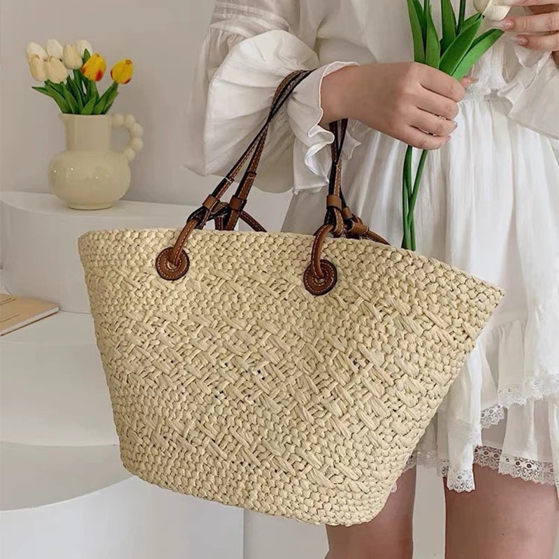Margot French Style Straw Bag - Woven Summer Tote for Beach & Vacation - Image 4