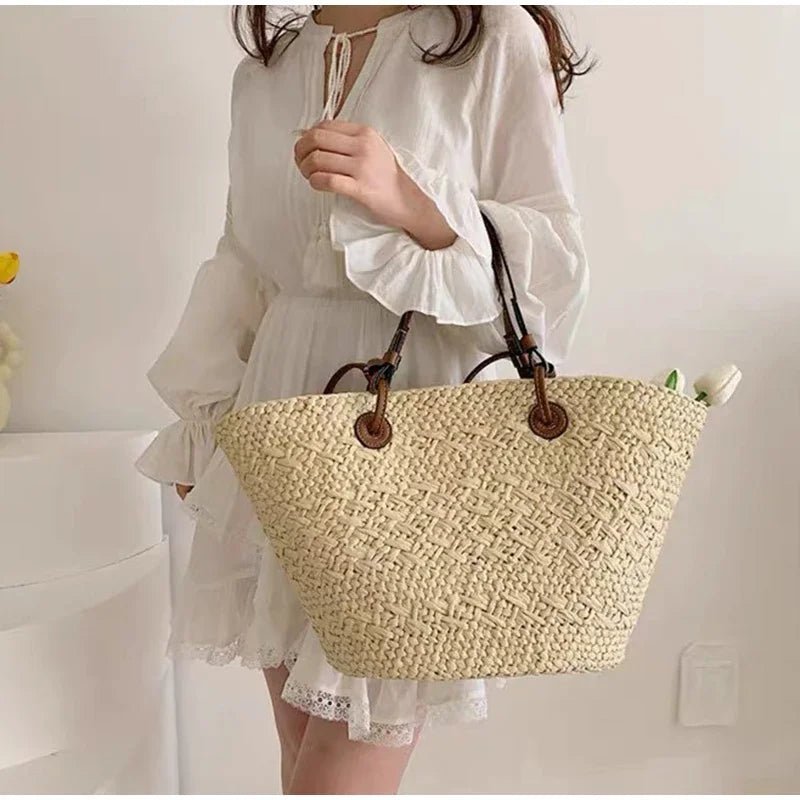 Margot French Style Straw Bag - Woven Summer Tote for Beach & Vacation - Image 2