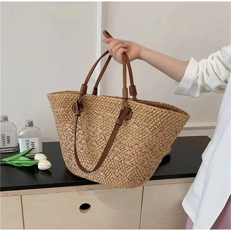 Margot French Style Straw Bag - Woven Summer Tote for Beach & Vacation - Image 9