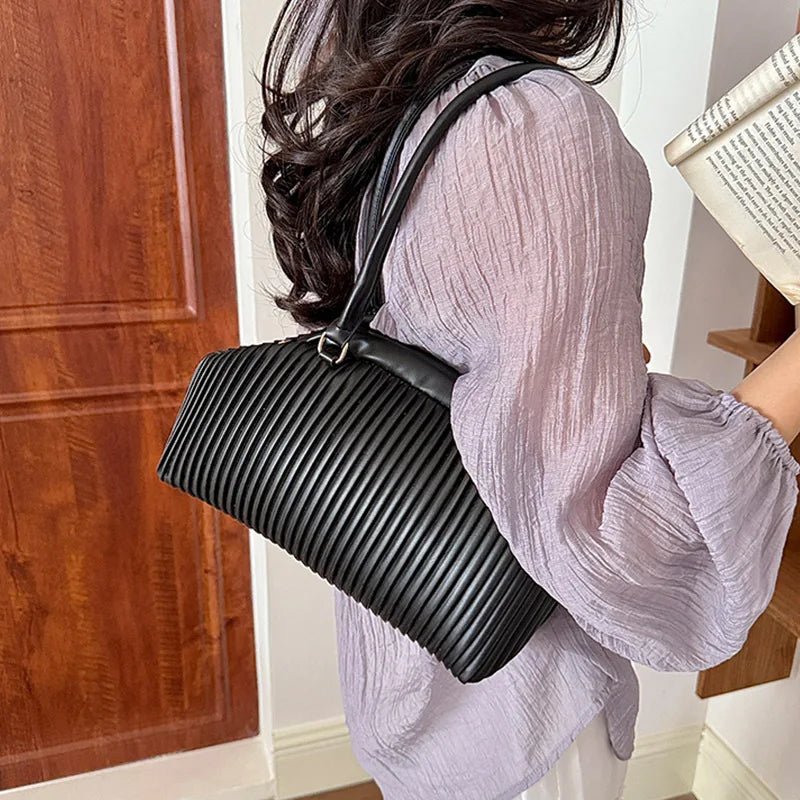 Mariana Pleated Shoulder Bag - Women's Everyday Handbag - Image 5