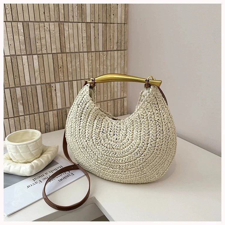 Sophia Sequined Straw Shoulder Bag - Women's Everyday Handbag