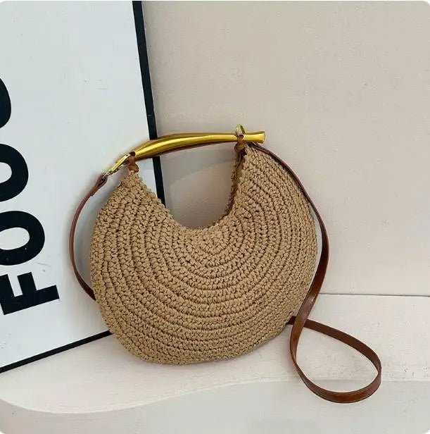 Sophia Sequined Straw Shoulder Bag - Women's Everyday Handbag - Image 2