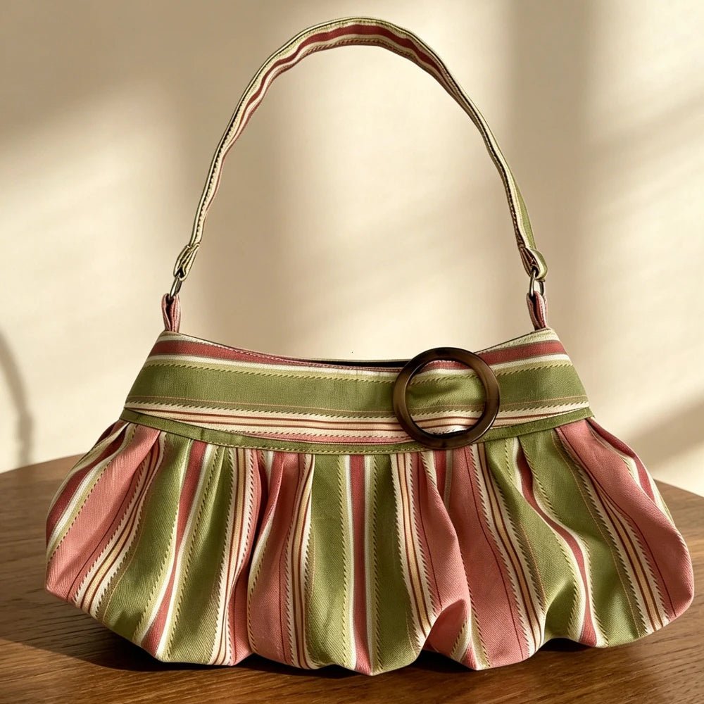 Sophia Striped Shoulder Bag for Women - Vintage Underarm Handbag - Image 2