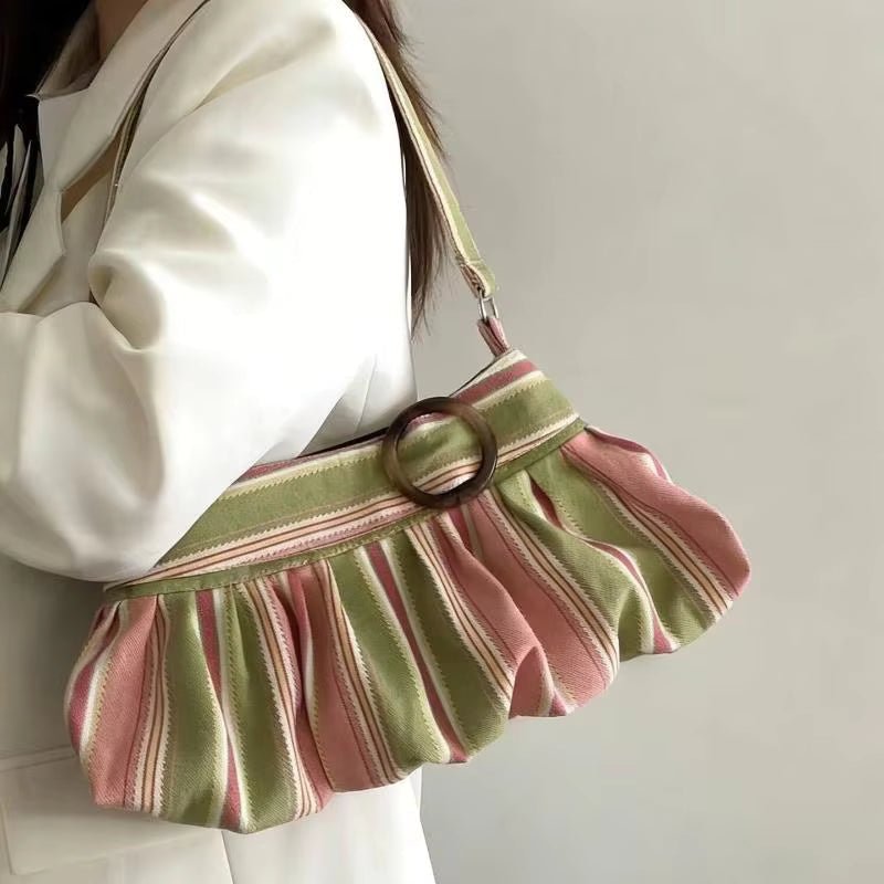 Sophia Striped Shoulder Bag for Women - Vintage Underarm Handbag - Image 3