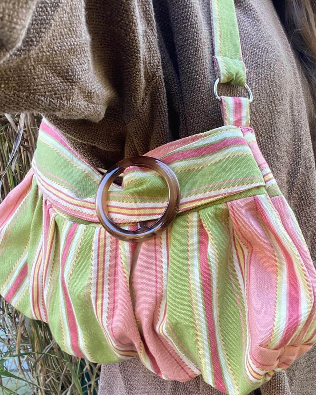 Sophia Striped Shoulder Bag for Women - Vintage Underarm Handbag - Image 4