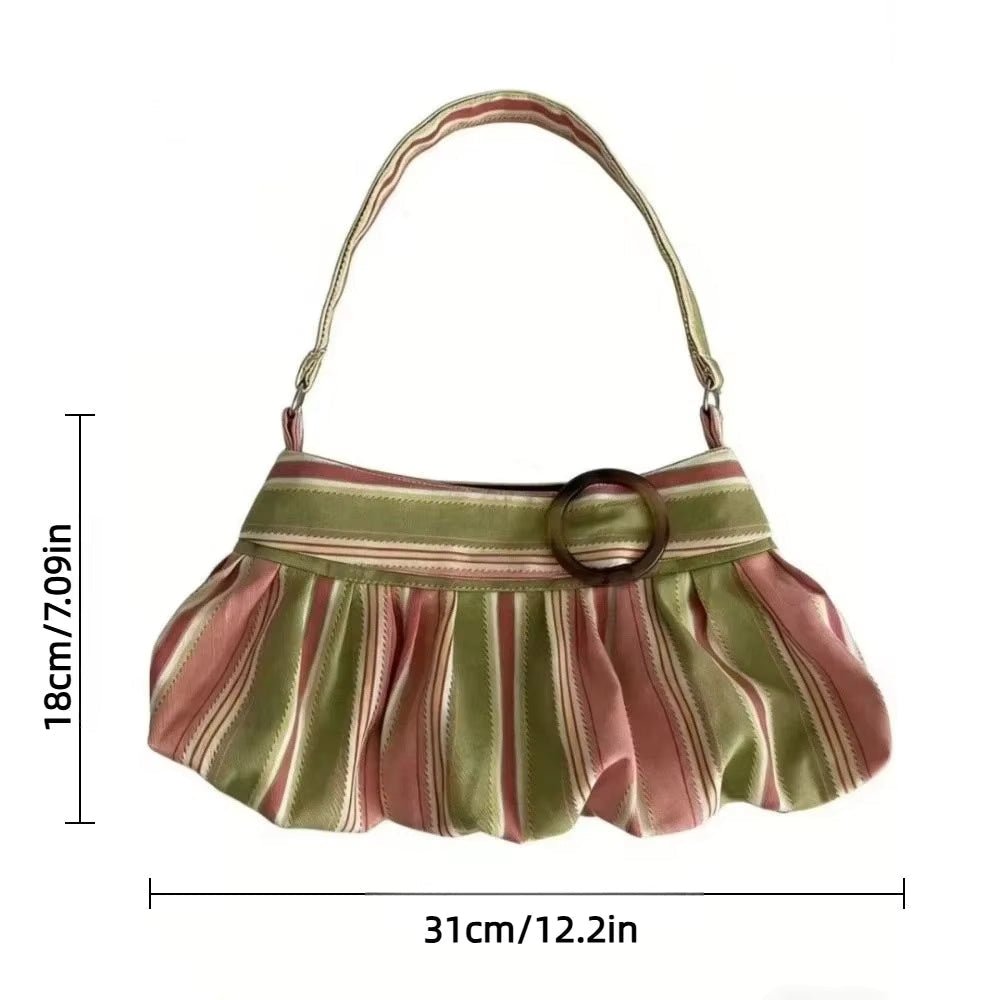 Sophia Striped Shoulder Bag for Women - Vintage Underarm Handbag - Image 8