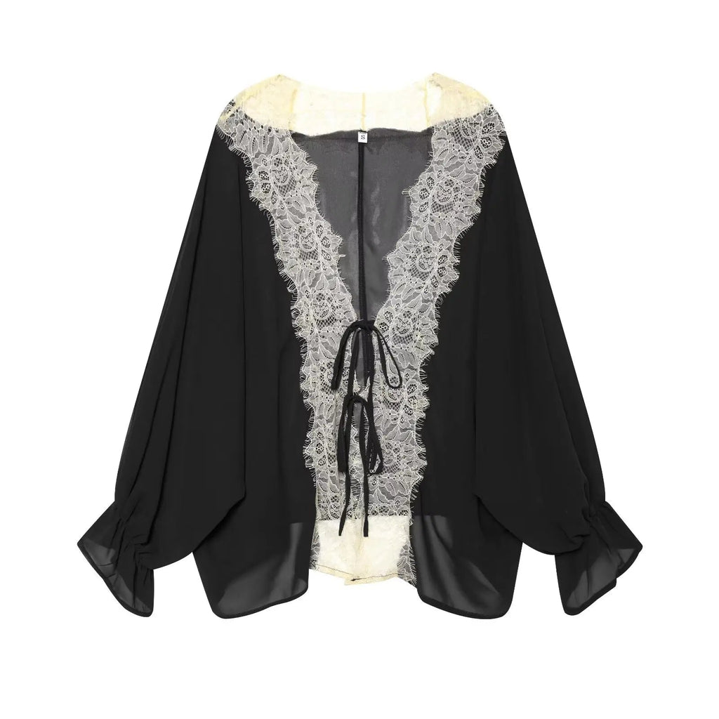 Lisa Lace Patchwork Blouse - Women's Long Sleeve Fashion Top - Image 6