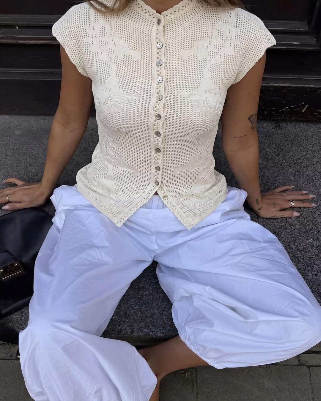 Anne Knitted Cardigan Top - Women's Long Sleeve Fashion Top - Image 3