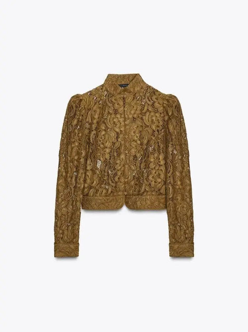 Azzurra Lace See-Through Blouse - Women's Long Sleeve Fashion Top - Image 2