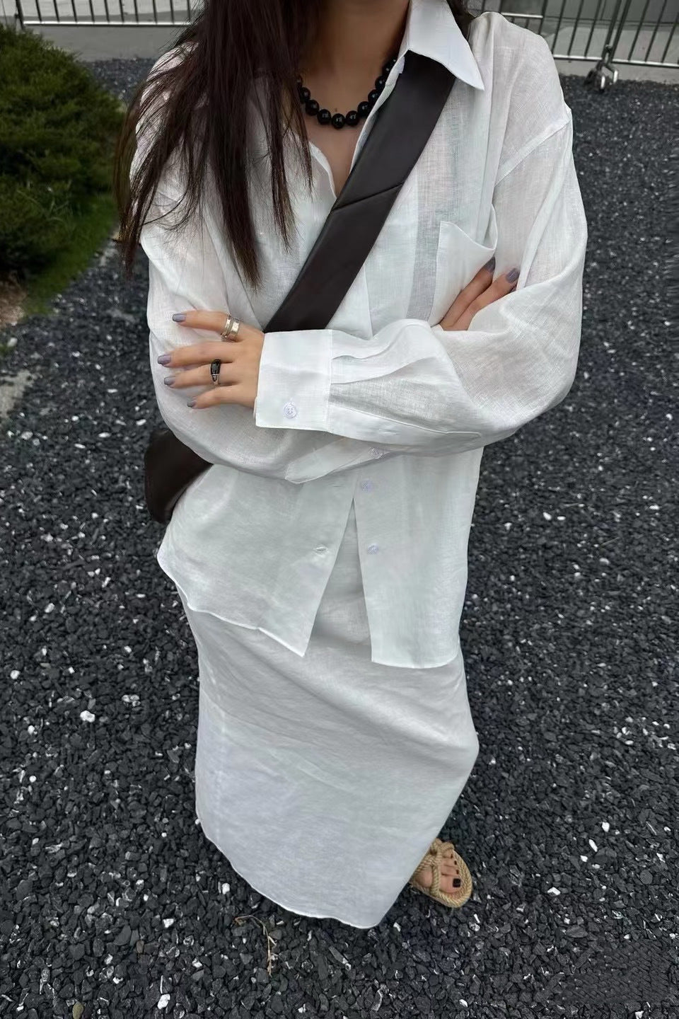 Beatrice Linen Loose Fit Long Sleeve Blouse - Women's Everyday Fashion Top - Image 3