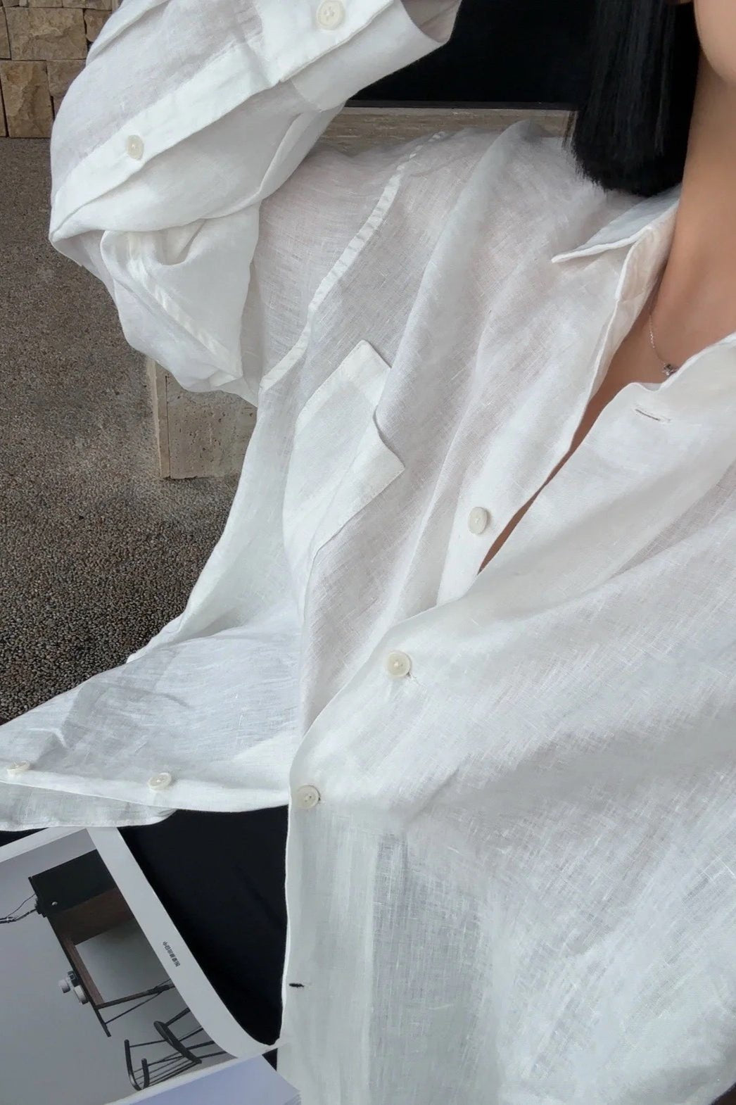Beatrice Linen Loose Fit Long Sleeve Blouse - Women's Everyday Fashion Top - Image 4
