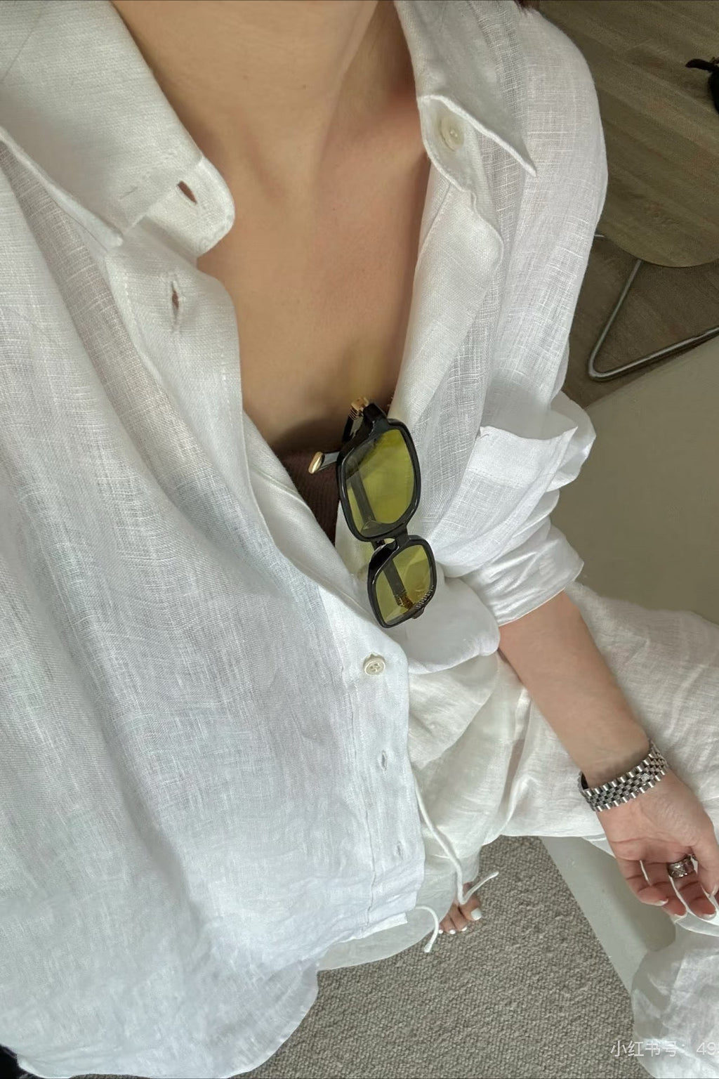 Beatrice Linen Loose Fit Long Sleeve Blouse - Women's Everyday Fashion Top - Image 2