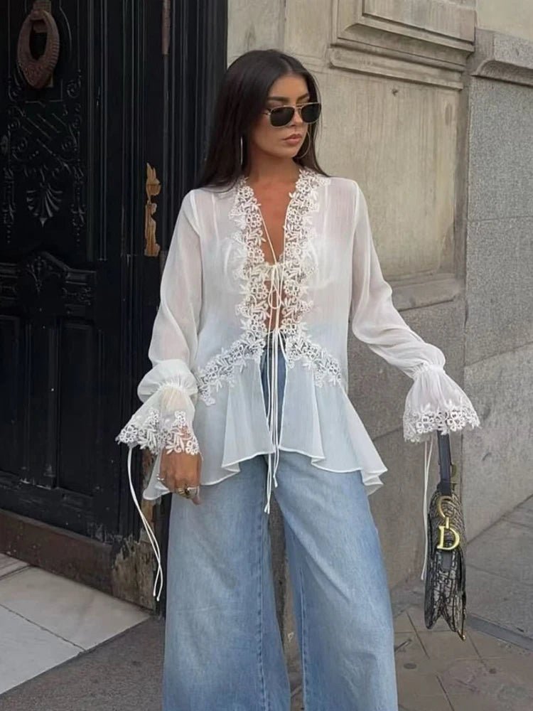 Emily Lace Cardigan Top - Women's Long Sleeve Fashion Top