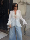 Emily Lace Cardigan Top - Women's Long Sleeve Fashion Top