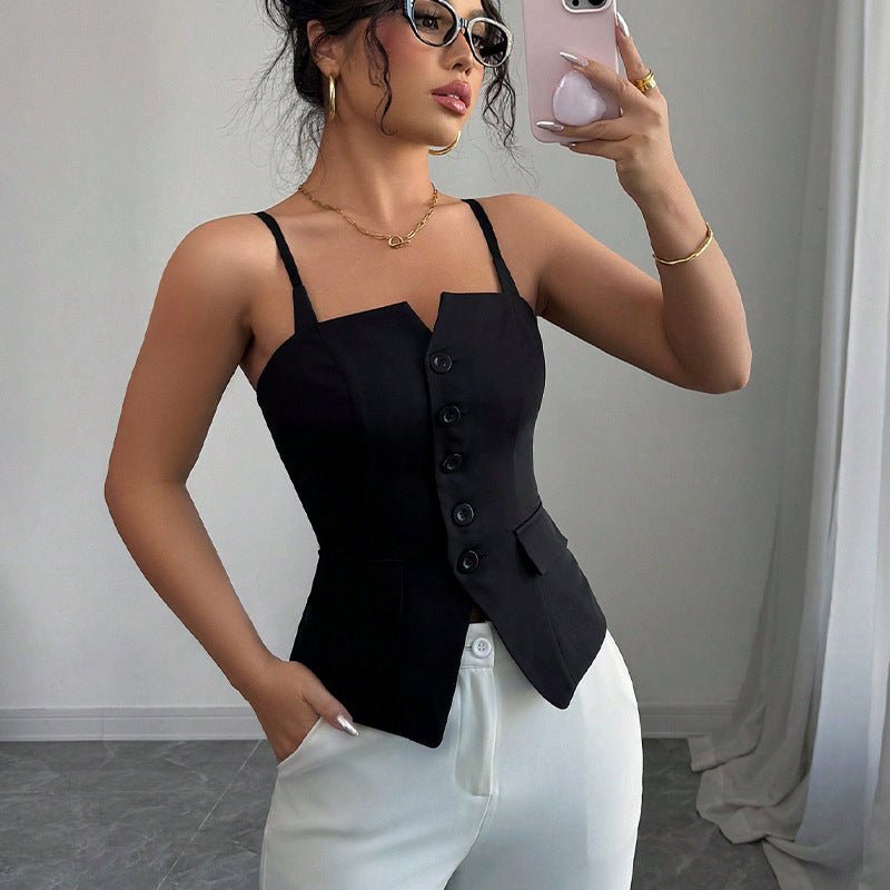 Bridget Tailored Sleeveless Blouse Top - Women's Everyday Fashion Top