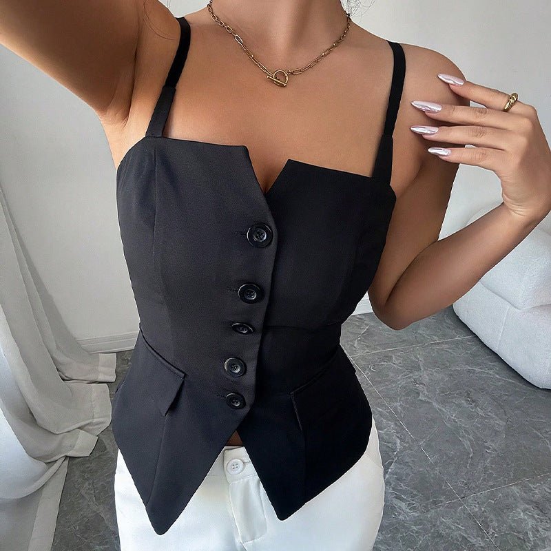 Bridget Tailored Sleeveless Blouse Top - Women's Everyday Fashion Top - Image 3