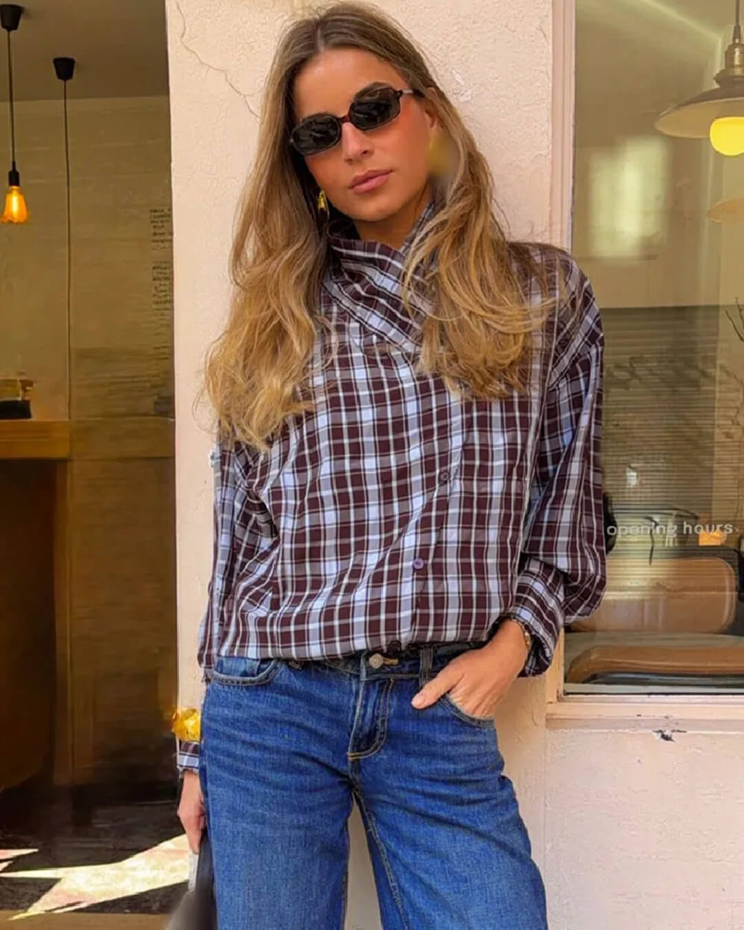 Rebecca Poplin Plaid Wrapped Shirt - Women's Long Sleeve Fashion Top - Image 4