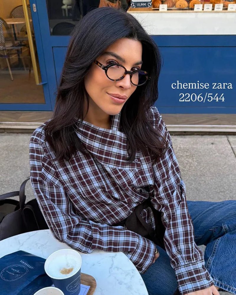Rebecca Poplin Plaid Wrapped Shirt - Women's Long Sleeve Fashion Top - Image 2