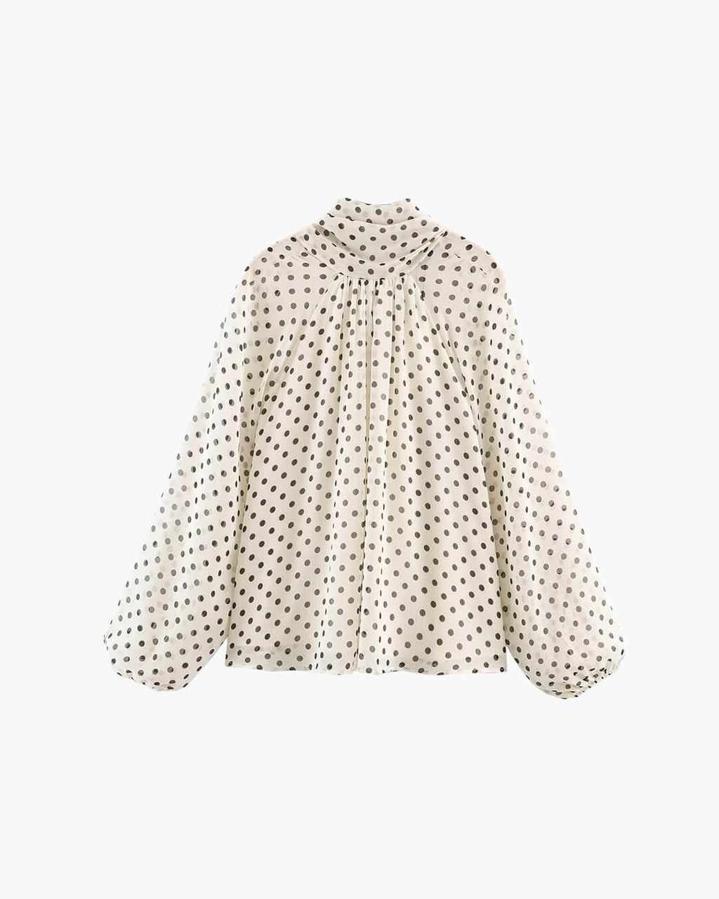 Sofia Women's High Neck Polka Dot Blouse - Long Sleeve Dressy Casual Blouse - Image 5