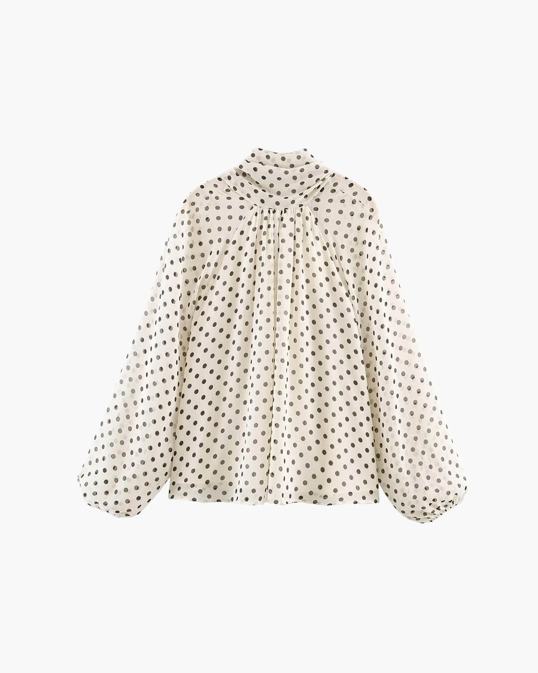 Sofia Women's High Neck Polka Dot Blouse - Long Sleeve Dressy Casual Blouse - Image 5