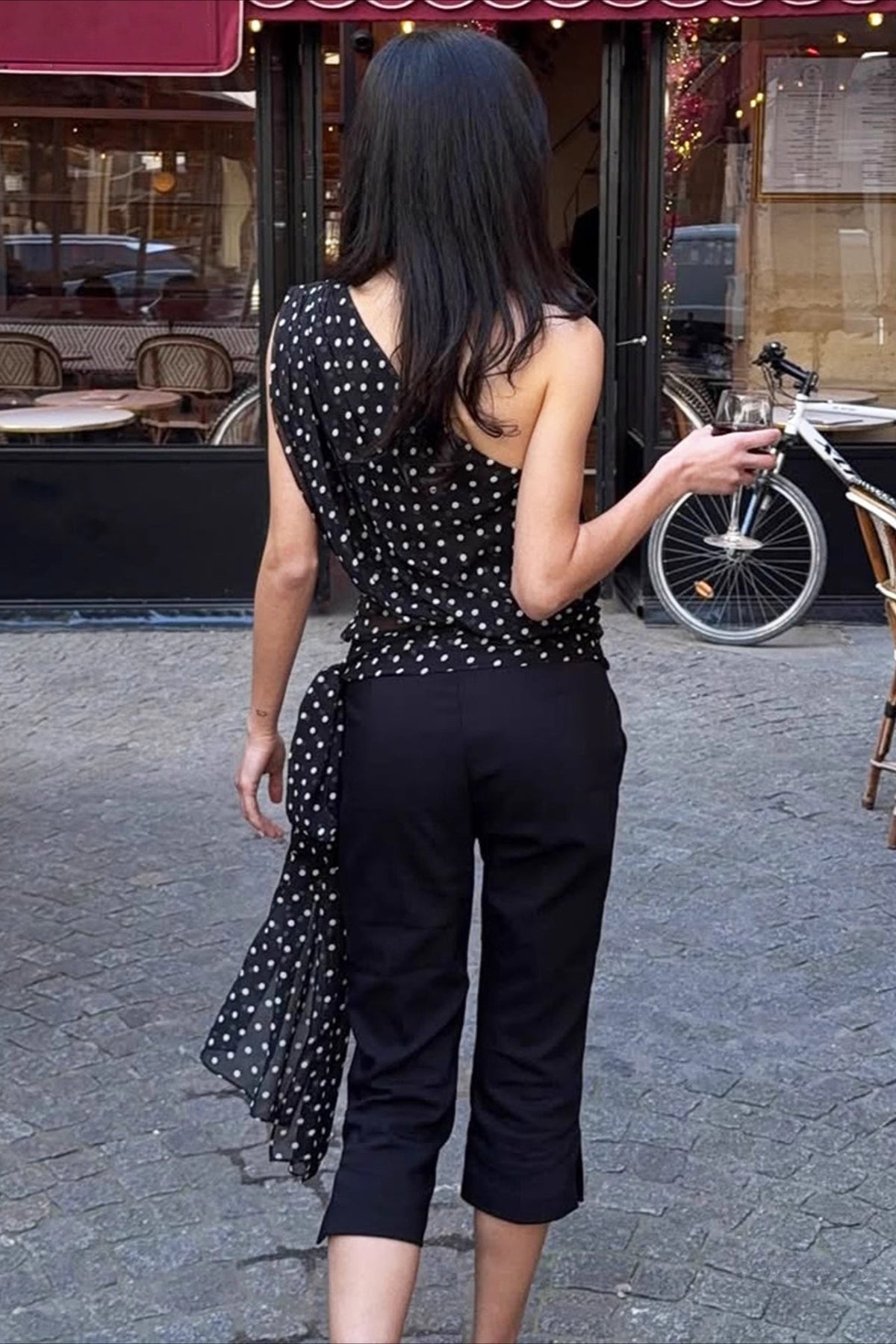 Angel One Shoulder Polka Dot Top - Women's Everyday Fashion Top - Image 4