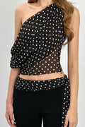Angel One Shoulder Polka Dot Top - Women's Everyday Fashion Top - Image 2