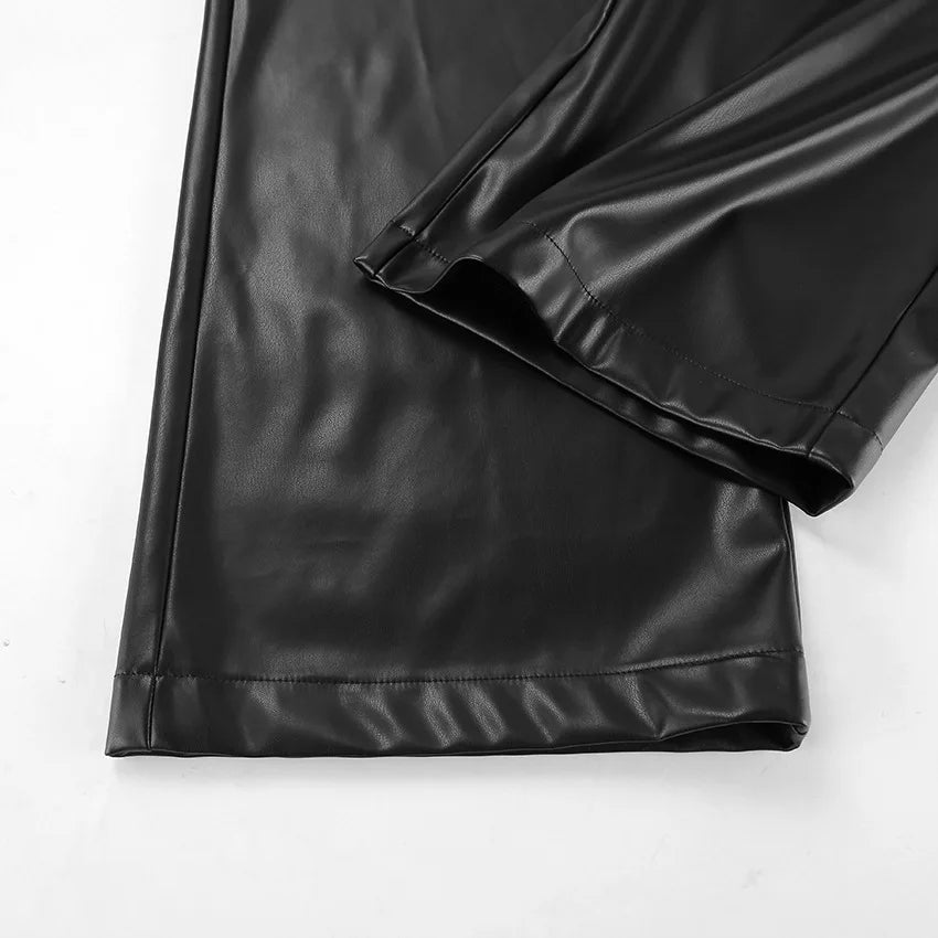 Ada Wide Leg Leather Pants - Women's Everyday Bottoms - Image 9