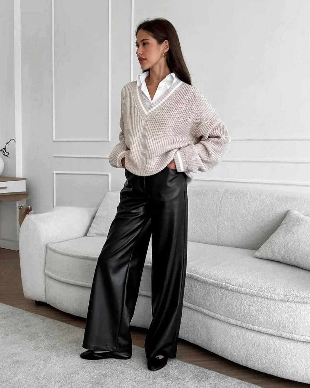 Ada Wide Leg Leather Pants - Women's Everyday Bottoms - Image 4
