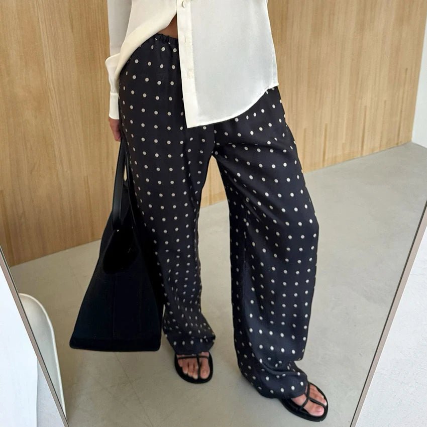Adela Polka Dot Satin Pants - Women's Everyday Bottoms - Image 2