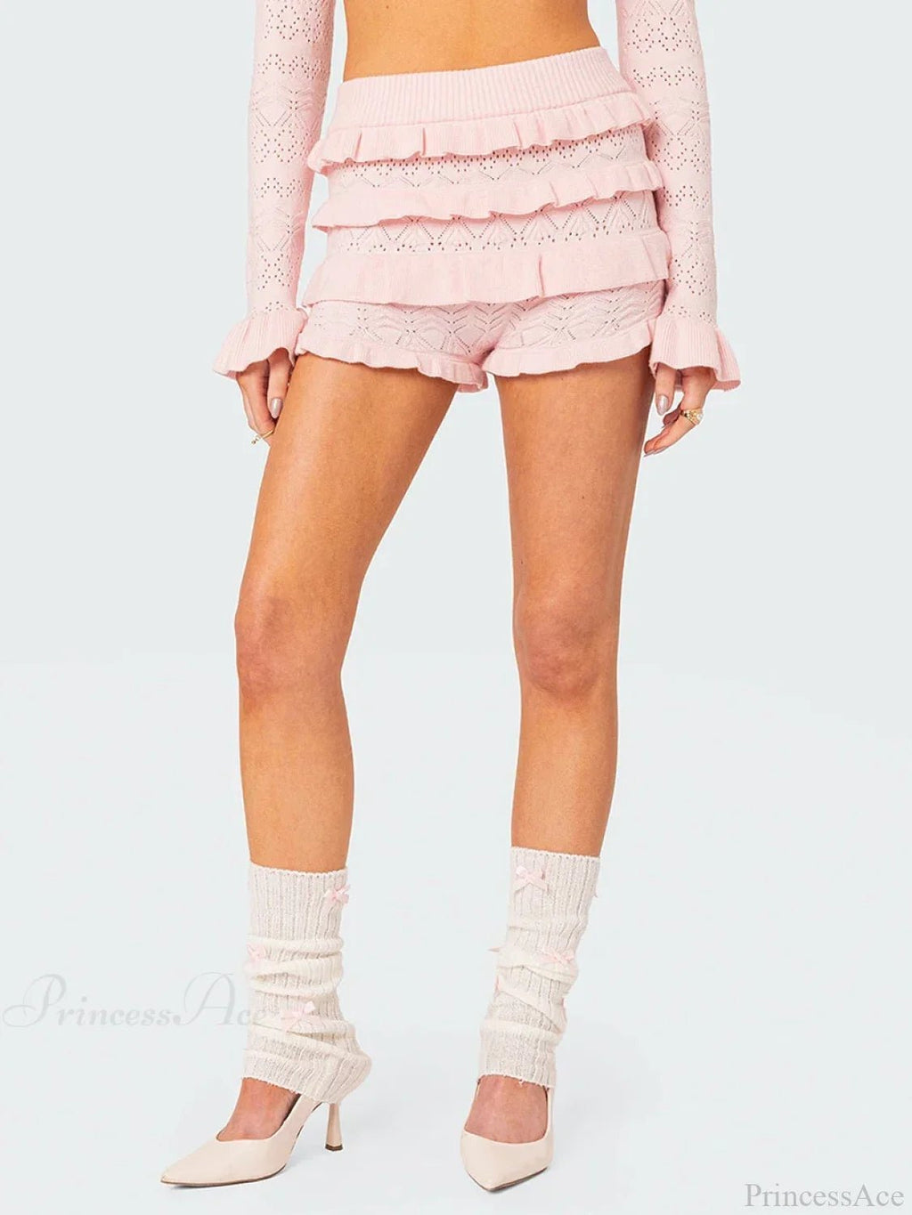 Lena Crochet Ruffle Hollow-Out Shorts - Women's Everyday Bottoms - Image 13